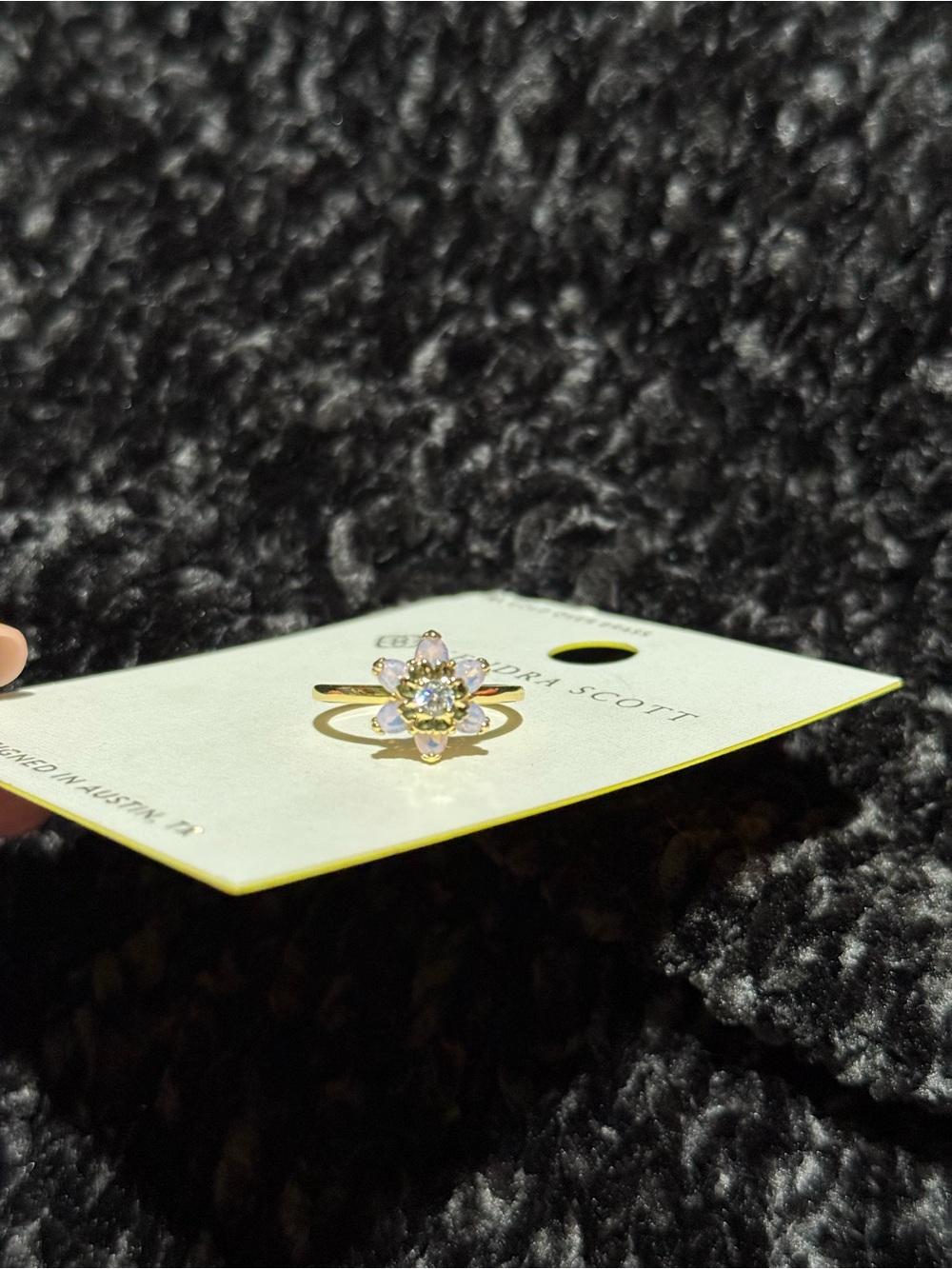 NEW Kendra Scott Gold Floral Crystal Ring - Clear & Opal Accent